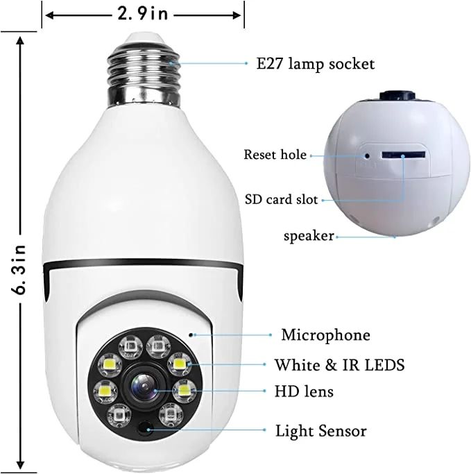 360 degree bulb camera 2 4G wireless camera 1080 HD (1)