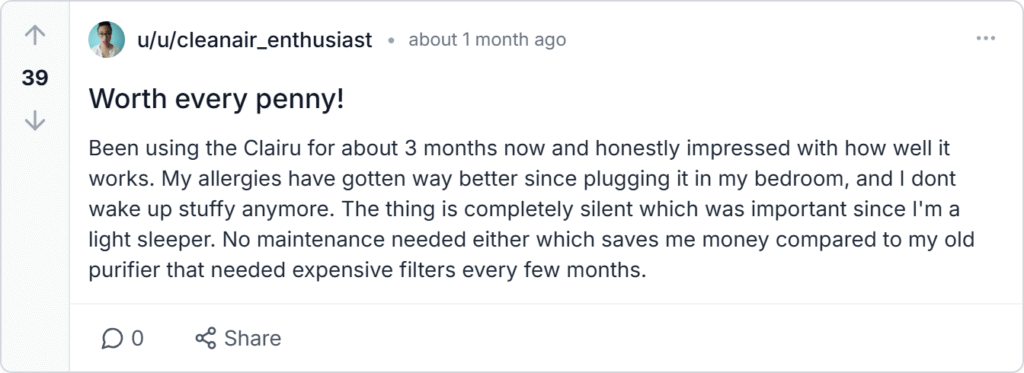 Clairu Air Purifier Reviews