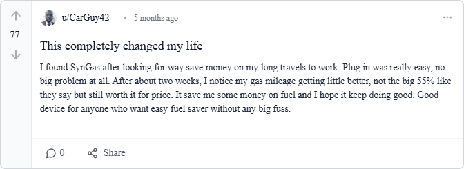 SynGas OBD Fuel Saver Reviews