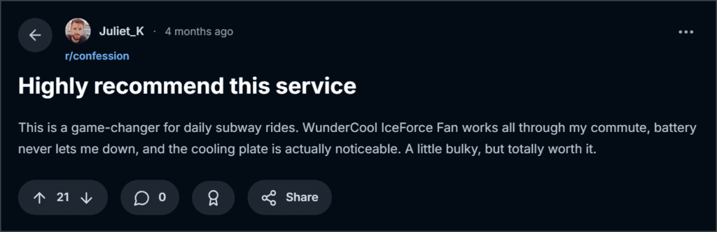 WunderCool IceForce Fan Reviews