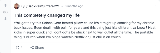 Solana Gear Heated Pillow Reviews