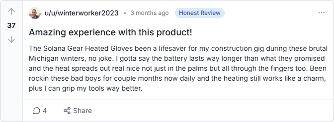 Solana Gear Heated Gloves Reviews