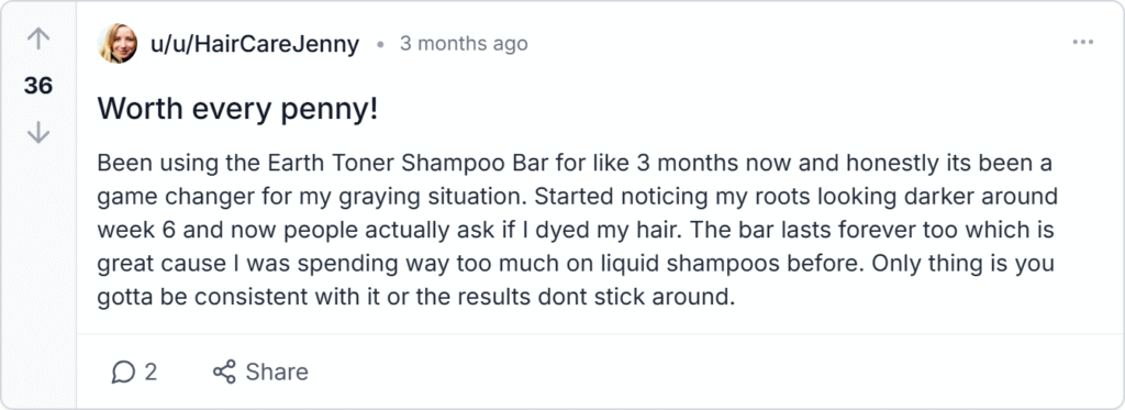 Earth Toner Bar Reviews from Reddit