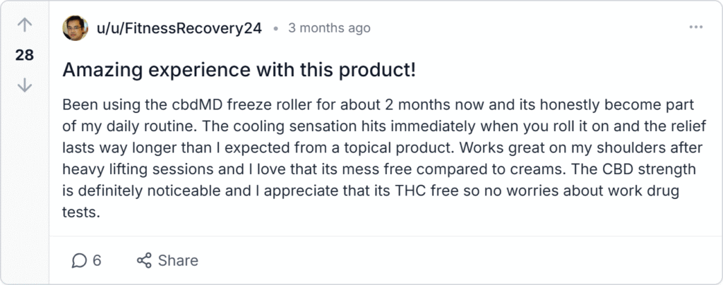 cbdMD Broad Spectrum Freeze Roller Reviews
