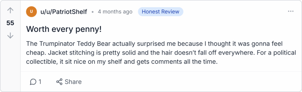 Trumpinator Teddy Bear Reviews