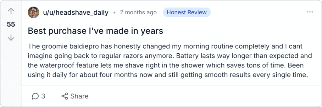 Groomie BaldiePro Head Shaver Reviews