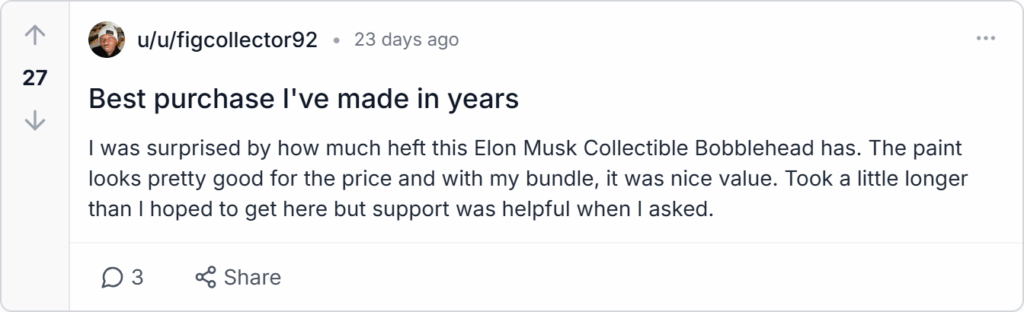 Elon Musk Bobblehead Reviews