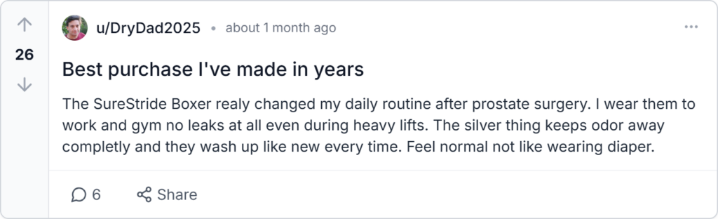 SureStride Ultra-Absorbent Boxer Reviews