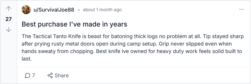 Tanto Tactical Knife Reviews