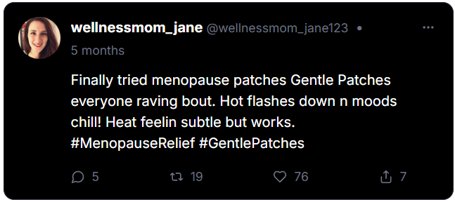 Gentle Patches Menopause Patches Reviews From Twitter