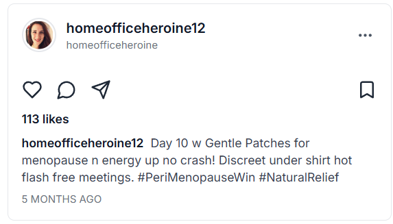 Gentle Patches Menopause Patches Reviews from Instagram
