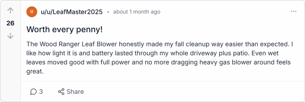 Wood Ranger Leaf Blower Reviews