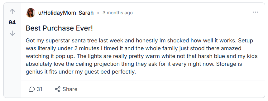 Superstar Santa Tree Reviews From Reddit