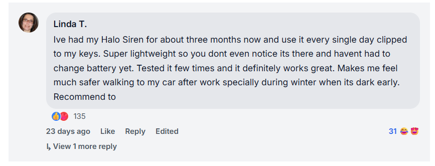 HaloSiren Reviews From Facebook