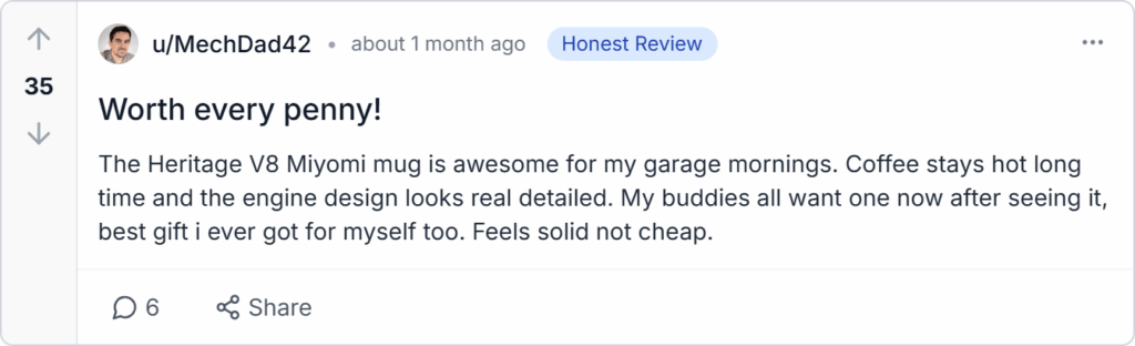 Miymo Heritage V8 Reviews