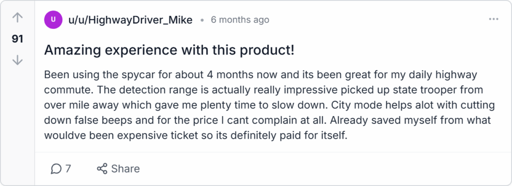 SpyCar Detector Reviews
