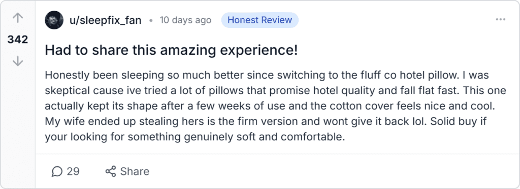 FluffCo Luxury Hotel Pillow Reviews