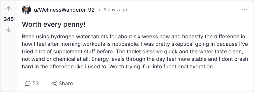 Hydrogen Water Tablets Reviews