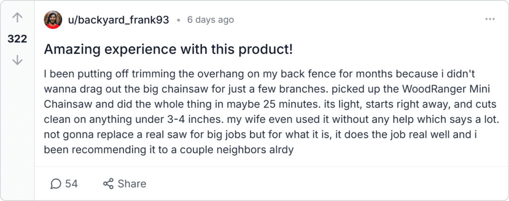 Wood Ranger Mini Chainsaw Reviews