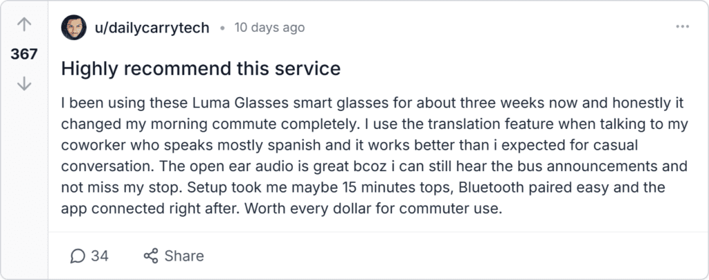 LumaGlasses Smart Glasses Reviews