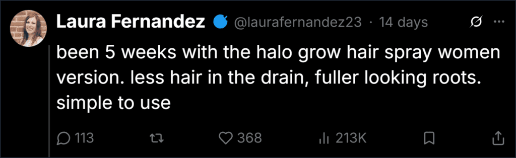 Halogrow Hairspray Female Reviews