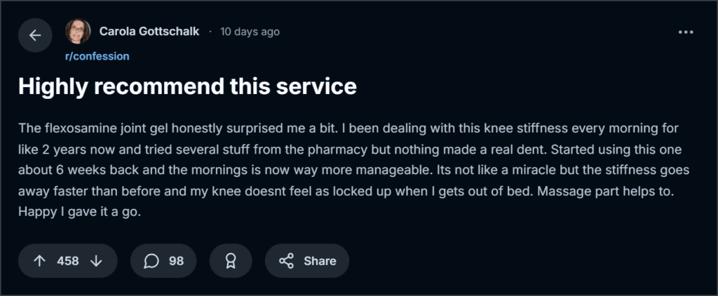 Flexosamine Gel Reviews 
