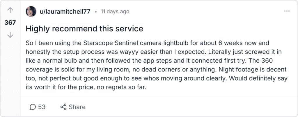 Starscope Camera Lightbulb Reviews