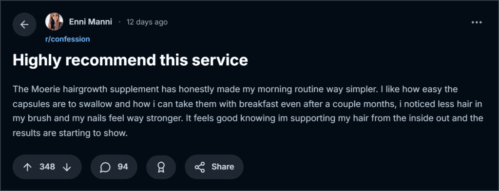 Moerie Hair Regeneration Pills Reviews