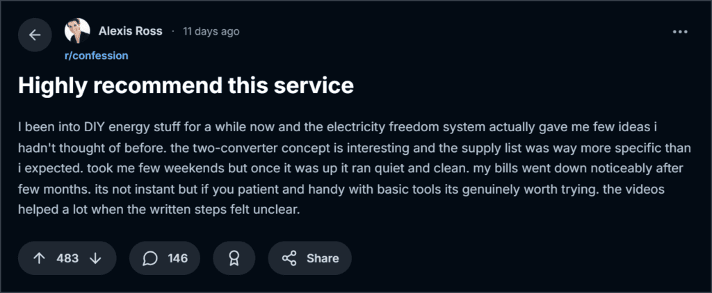 Electricity Freedom System Reviews