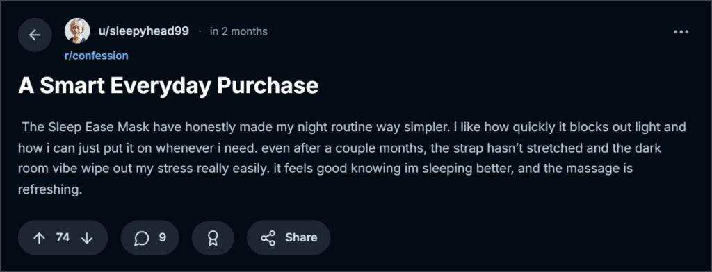 Sleep Ease Calming Mask Reviews
