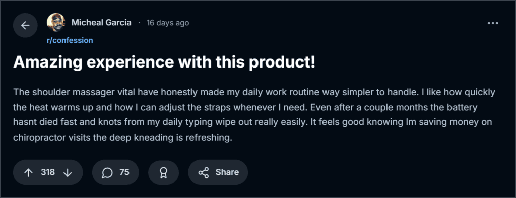 Vital Shoulder Massage Reviews