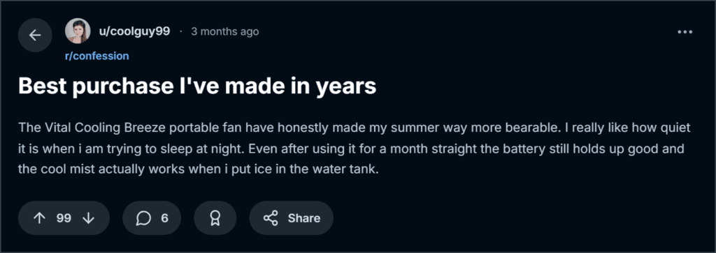 Vital Cooling Breeze Reviews