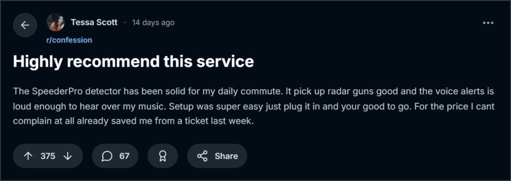 SpeederPro Radar Detector Reviews