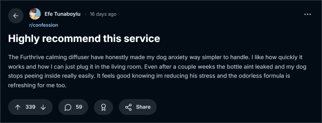 Furthrive Calming Diffuser Reviews