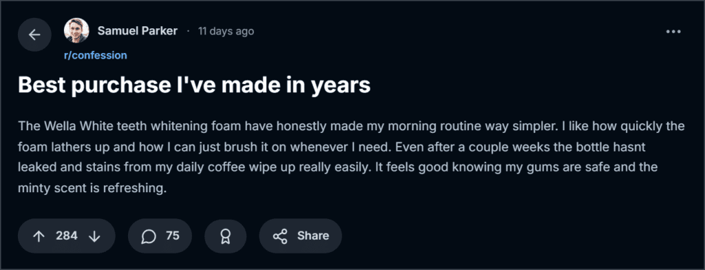 WellaWhite Teeth Whitening Foam Reviews