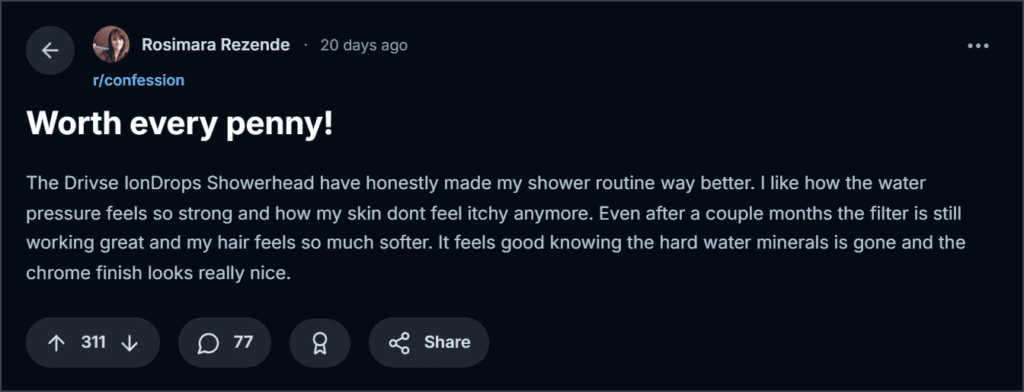 Drivse IonDrops Showerhead Reviews