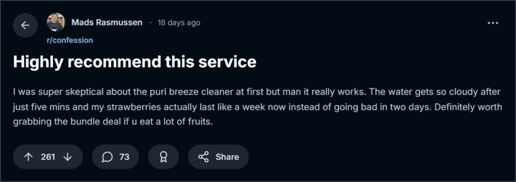 PuriBreeze Produce Cleaner Reviews