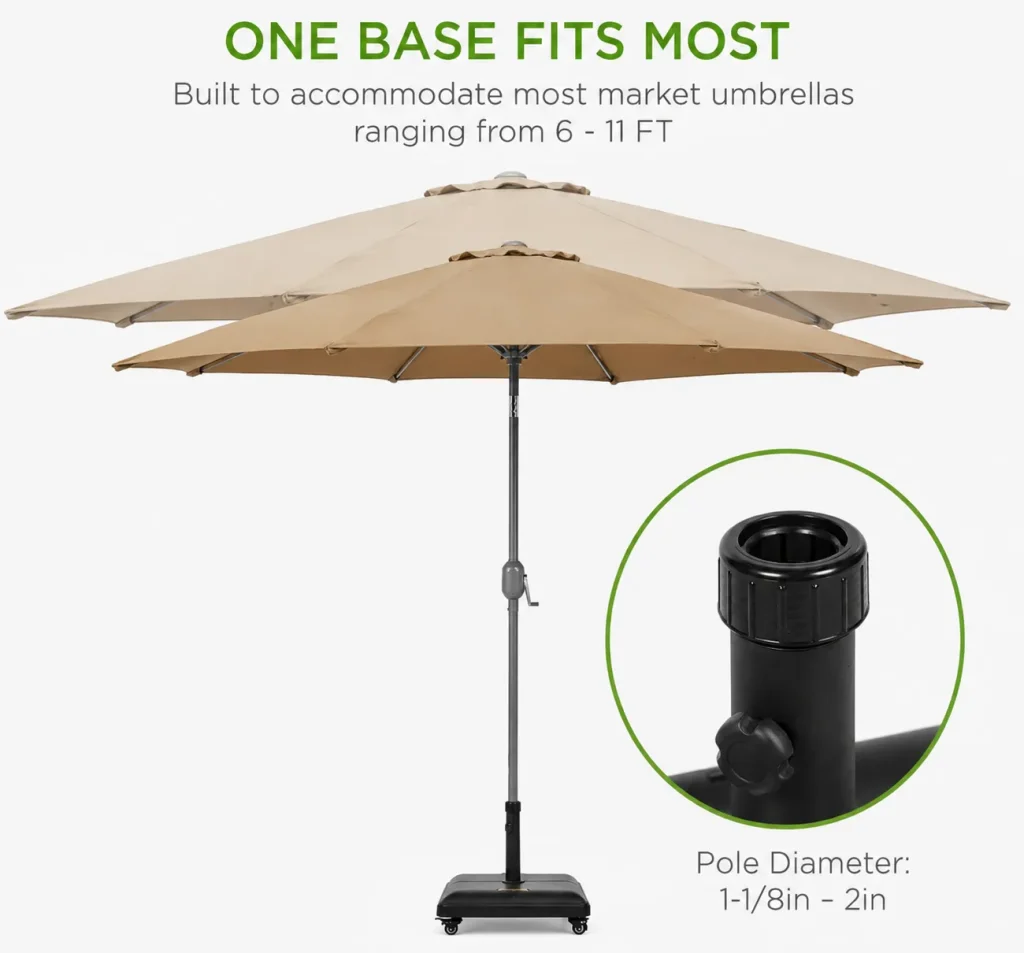 81lb concrete umbrella stand with wheels