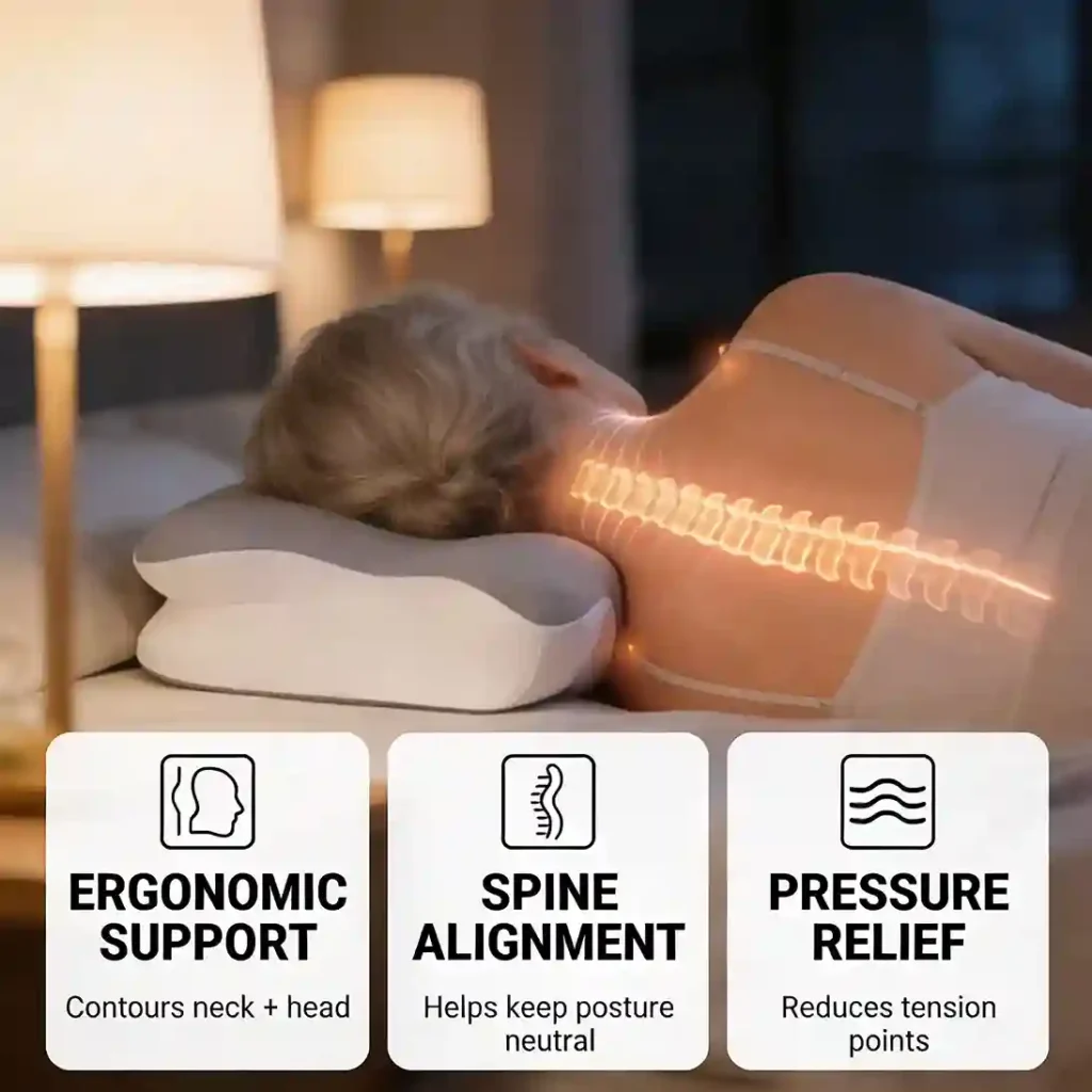 Arca Pillow ergonomic spine alignment for side sleepers.