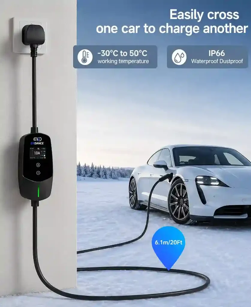EVDANCE portable 3 pin EV charger