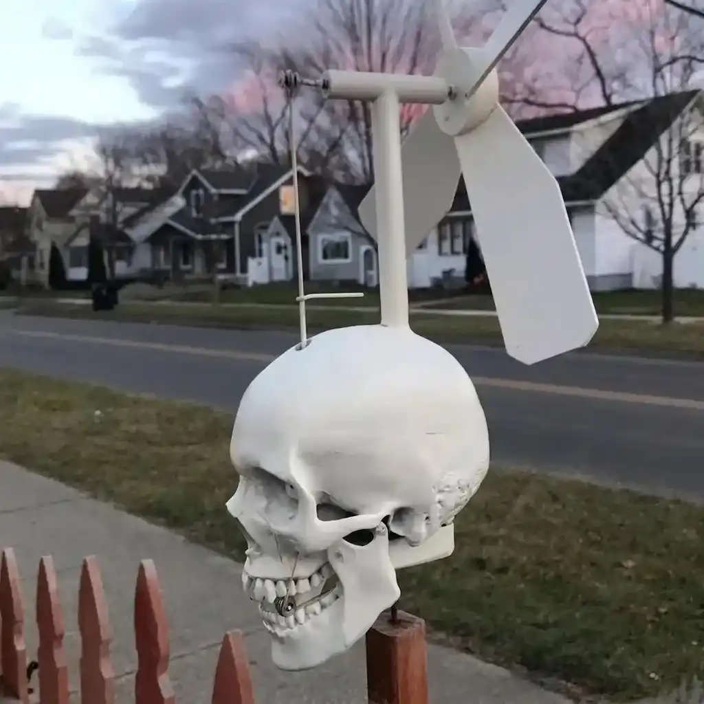 Halloween skull windmill decor