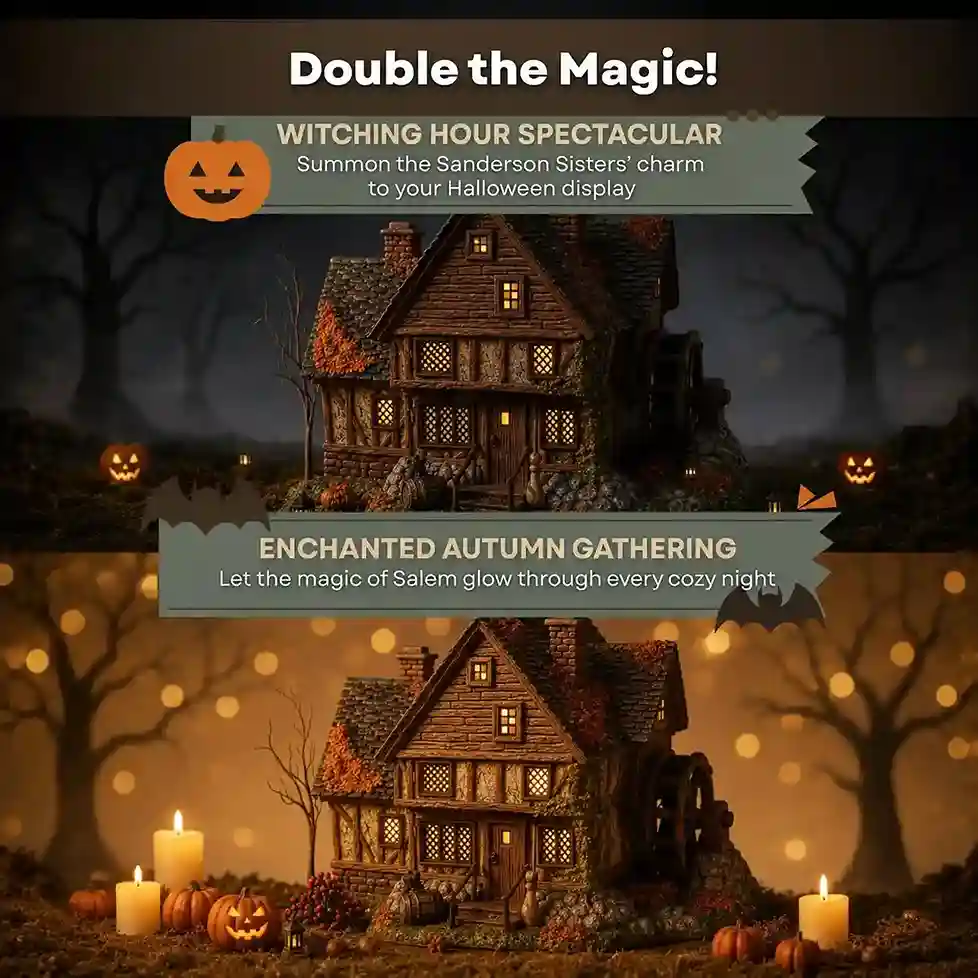 Hocus Pocus ceramic lighted cottage