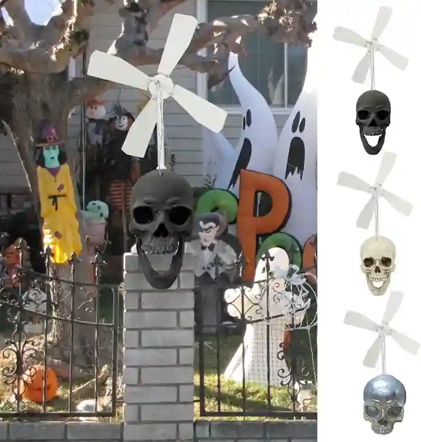 metal skull wind mill for Halloween