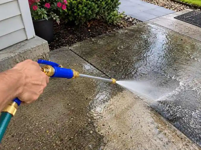 JetStrike Water Hose cleaning driveway