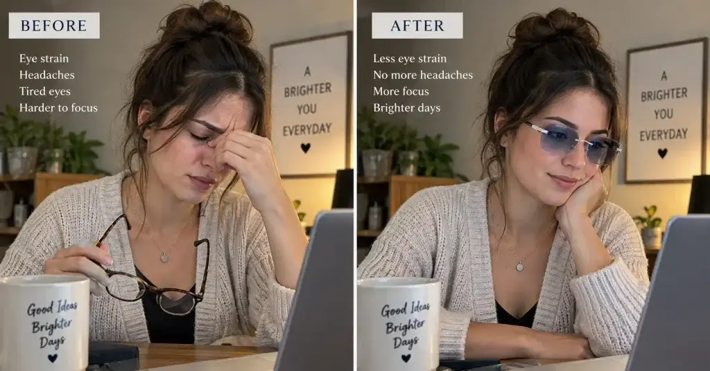 bluelume glasses before after