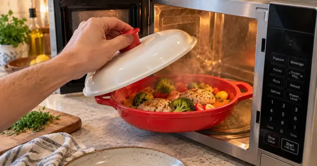 jetchef microwave pan in use