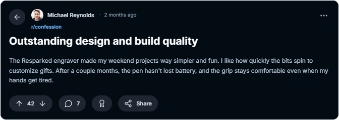 Users reviews from reddit