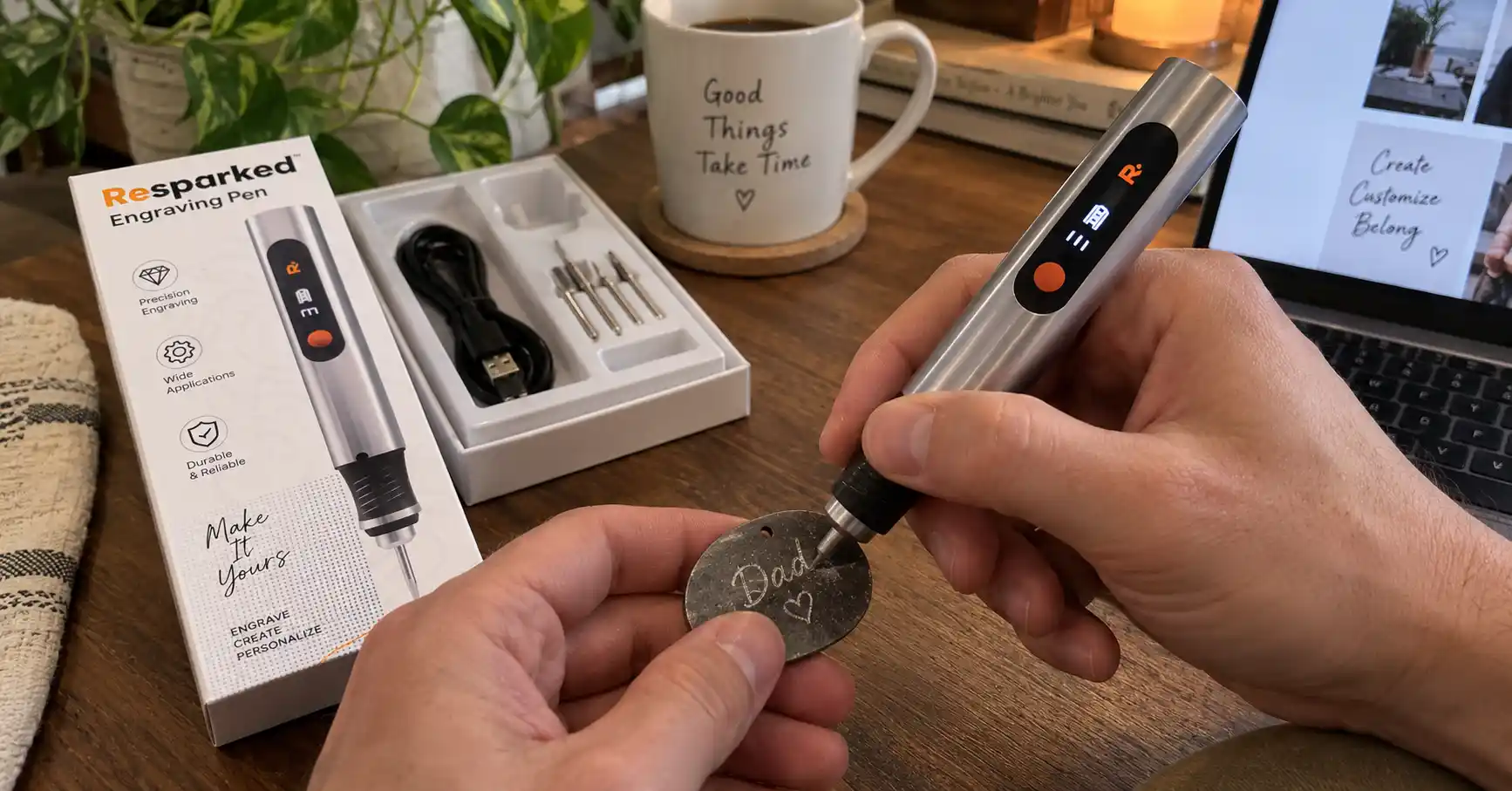 resparked engraving pen in use