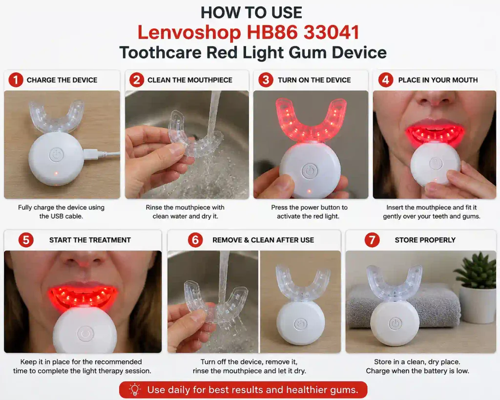 toothcare gum light steps