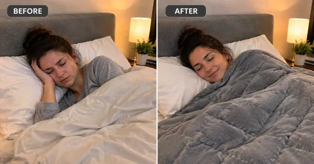 velin weighted blanket before after